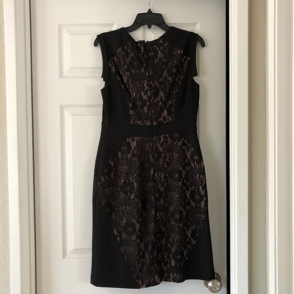 Adrianna Papell Sheath Dress, Black/Nude, Size 8